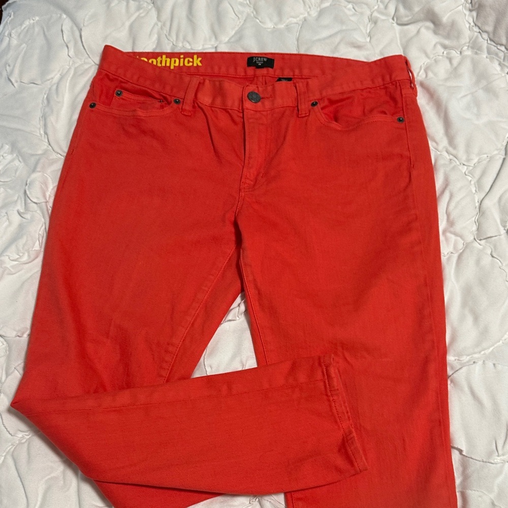 J. Crew Bright Red Toothpick Jeans